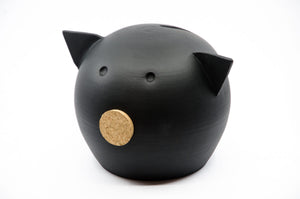 Personalised Handmade Ceramic Blackboard Piggy Bank Black Large