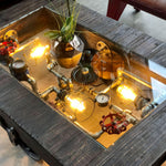 Steam Punk coffee table close up lights on