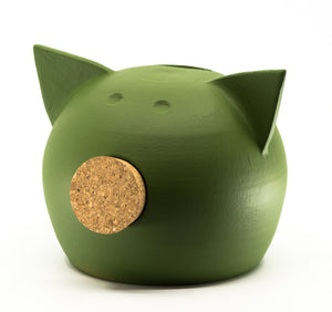 Personalised Handmade Ceramic Blackboard Piggy Bank Green Medium