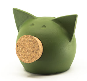 Personalised Handmade Ceramic Blackboard Piggy Bank Green Extra Small